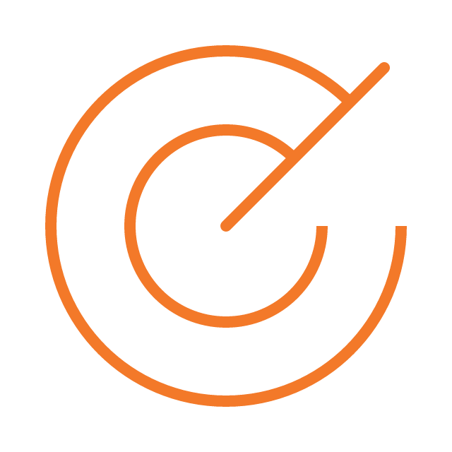 An orange-outlined laptop icon